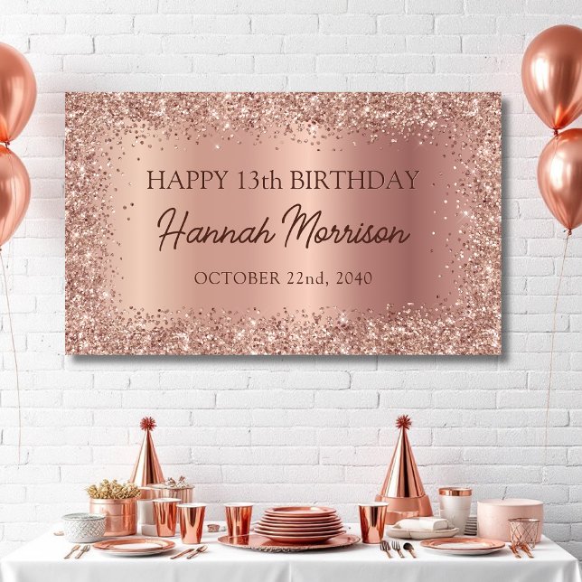 Banderoles Rose Gold Foil Parties scintillant 13ème anniversa (Créateur téléchargé)