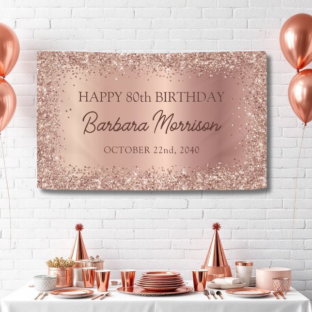 Banderoles Rose Gold Foil Parties scintillant 80e anniversair (Créateur téléchargé)