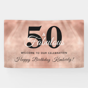 Banderoles Rose Gold Glam 50 et fabuleux fête d'anniversaire 