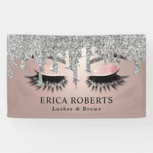 Banderoles Rose Gold Lashes & Brows Salon Modern Silver Drive