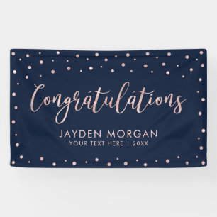Banderoles Rose Gold & Navy Fête de Félicitations
