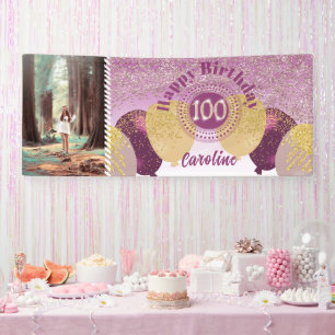 Banderoles Rose Gold Parties scintillant 100e anniversaire &