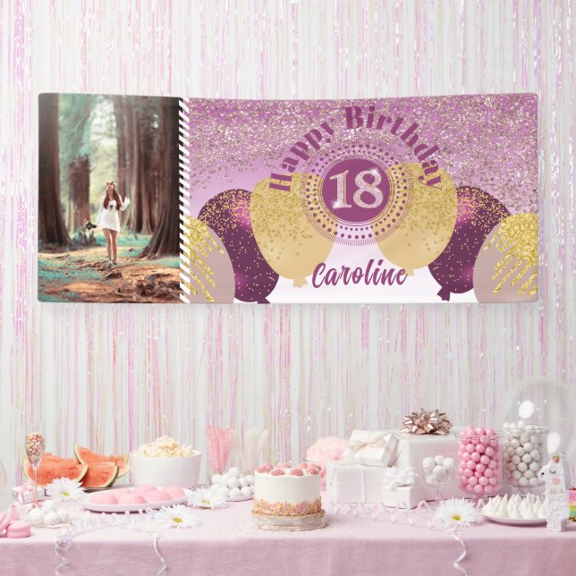 Banderoles Rose Gold Parties scintillant 18e anniversaire & b (Fête)