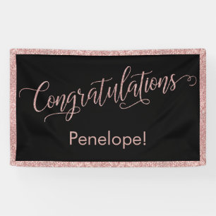 Banderoles Rose Gold Parties scintillant Félicitations Typog