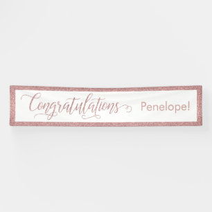Banderoles Rose Gold Parties scintillant Félicitations Typog