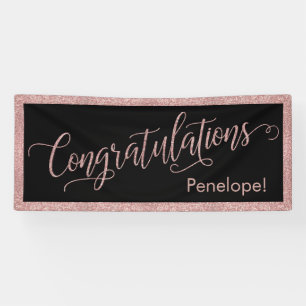 Banderoles Rose Gold Parties scintillant Félicitations Typog
