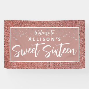 Banderoles Rose Gold Parties scintillant Sweet 16 Anniversair