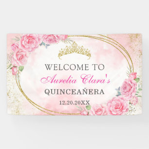 Banderoles Rose Gold Quinceanera Miss Quince 15 Anos Annivers