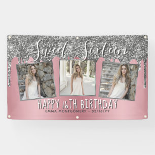 Banderoles Rose Gold Rose Pâle Argent Paillettes Photo 16e An