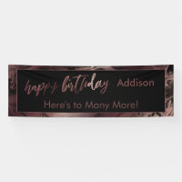 Rose moderne Gold & Black Marbled Joyeux Anniversa