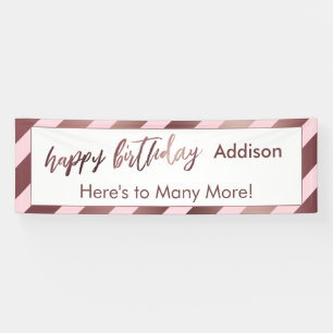 Banderoles Rose moderne Gold Pastel Rose Stripe heureux Anniv