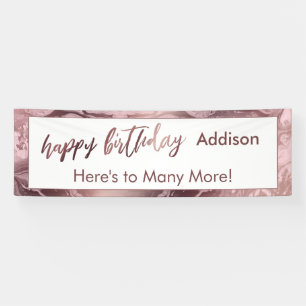 Banderoles Rose moderne Gold Pastel Rose Stripe heureux Anniv