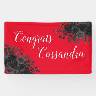 Banderoles Rose noir foncé gothique fête de graduation rouge