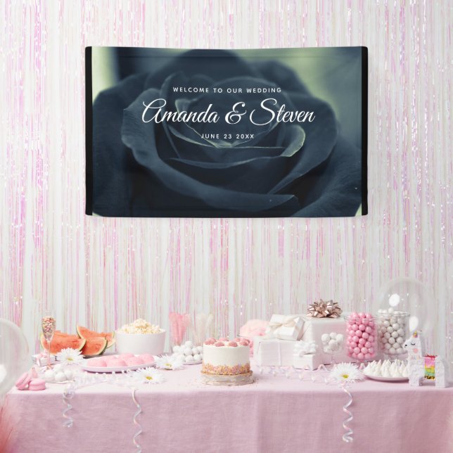 Banderoles Rose noir foncé gothique Fleur Mariage Bienvenue (Fête)