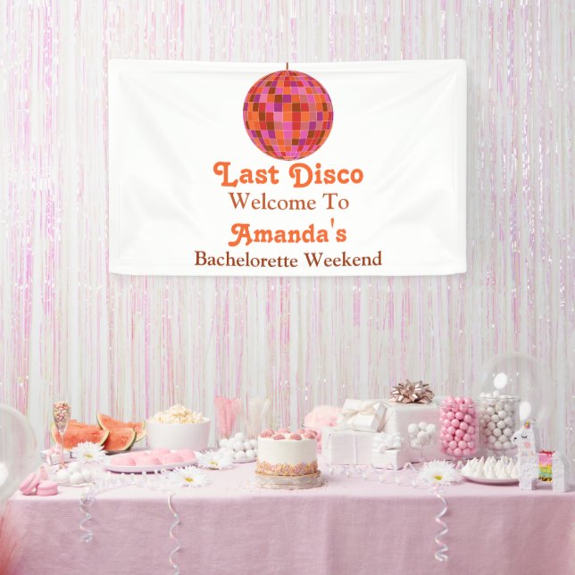 Banderoles Rose Orange Groovy Dernière disco Enterrement de v (Fête)