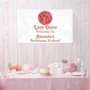Banderoles Rose Orange Groovy Dernière disco EVJF Bienvenue