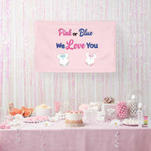 Banderoles Rose ou Bleu Nous vous aimons Bébé Genre Révélatio