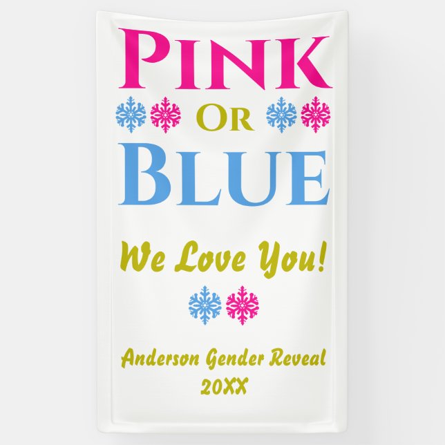 Banderoles Rose Ou Bleu, On T'Aime ! Révélation de genre (Vertical)