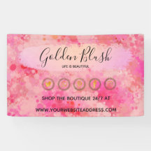 Rose Pâle Aquarelle & Géométrique Moderne Doré Chi