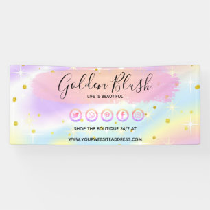 Banderoles Rose Pâle Aquarelle & Géométrique Moderne Doré Élé