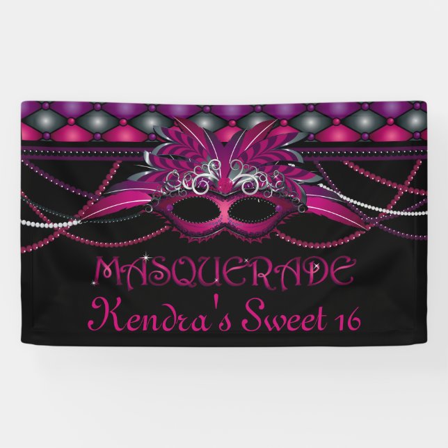 Banderoles Rose, partie de mascarade (Horizontal)