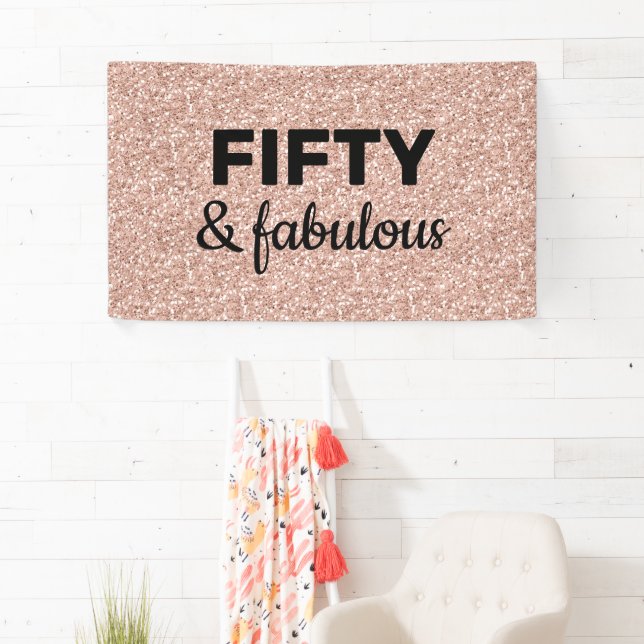 Banderoles Rose Rose Gold 50 et fabuleux anniversaire  (En situation)