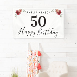 Banderoles Rose rouge Fleur florale 50e anniversaire