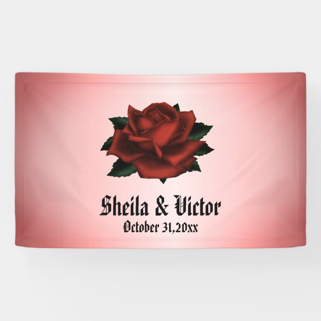 Banderoles Rose rouge gothique Mariage personnel (Horizontal)