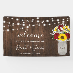 Banderoles Rose Rustique Tournesols Jar String Mariage