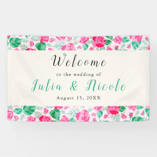 Banderoles Rose Vert Rose Pétales Fleurs Jardin Mariage