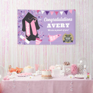Banderoles Rose Violet Félicitations Logo École Supérieure