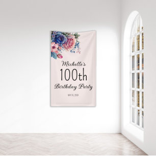Banderoles Roses Florales Bleu Rose Botanique 100e Anniversai