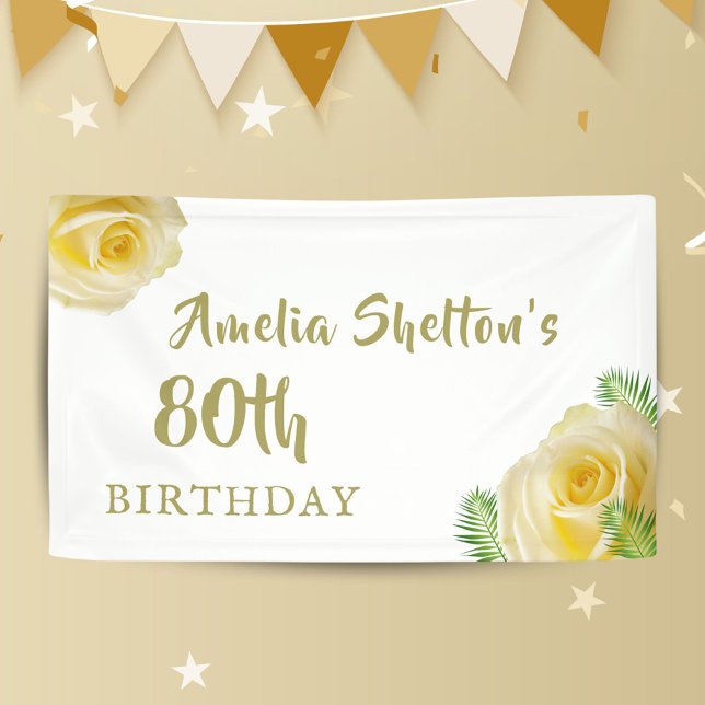 Banderoles Roses Jaunes Floral 80e fête d'anniversaire Contex (Créateur téléchargé)