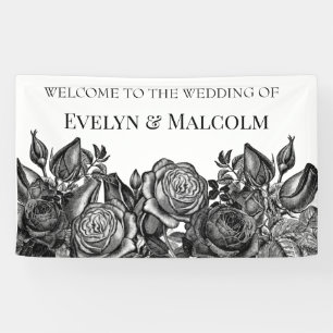 Banderoles Roses noires et blanches Mariage gothique