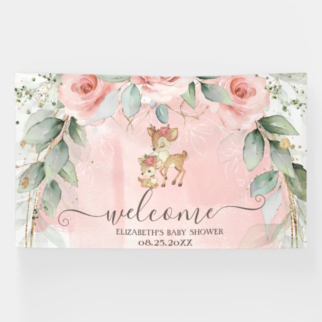 Banderoles Roses roses roses roses roses mignonnes de cerf de (Horizontal)