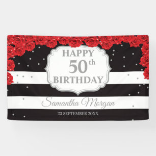 Banderoles Roses rouges romantiques argent parties scintillan