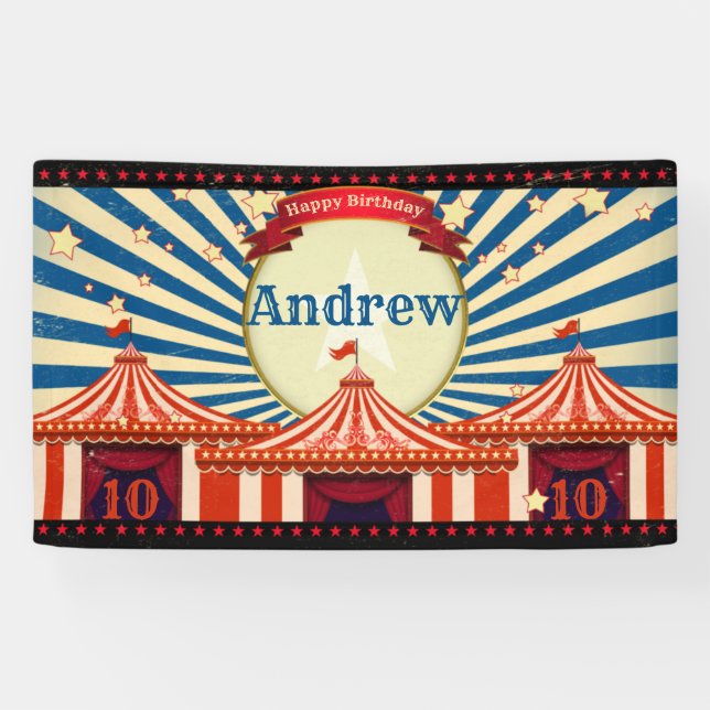 Banderoles Rouge blanc et bleu Star Circus Big Top  (Horizontal)