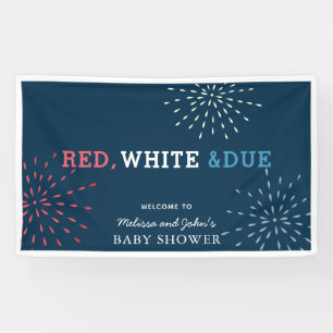 Banderoles Rouge, blanc et échéance Juillet 4 Baby shower feu