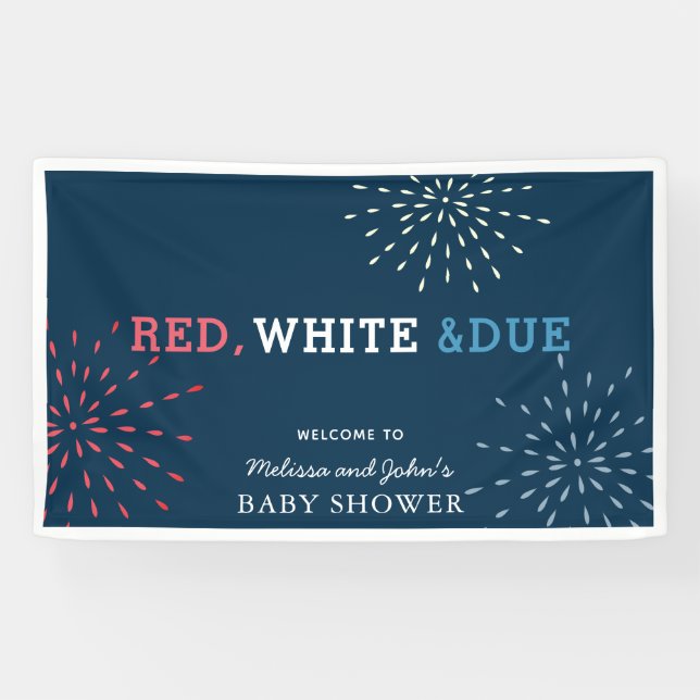 Banderoles Rouge, blanc et échéance Juillet 4 Baby shower feu (Horizontal)