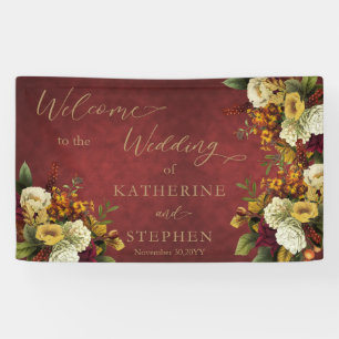 Banderoles Rouge Dk Rustique Orange Floral Bouquet Mariage