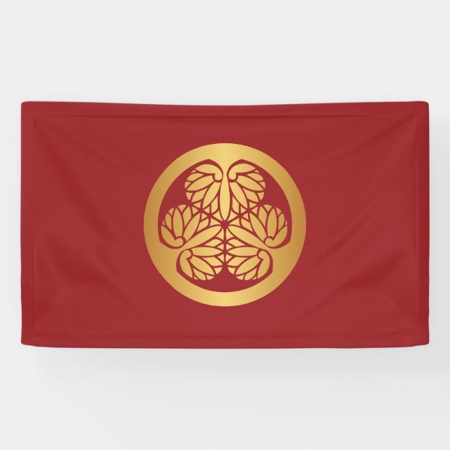 Banderoles Rouge d'or de crête de famille de Kamon de (Horizontal)