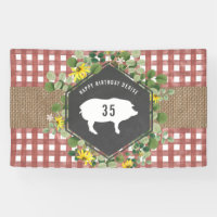 Rouge En vichy Burlap Cochon Floral Anniversaire B