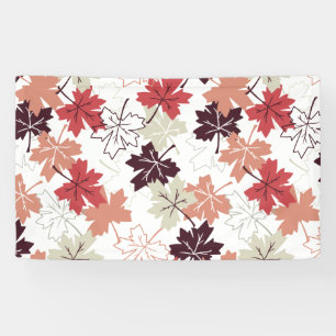 Banderoles Rouge Feuilles d'automne Motif Blanc