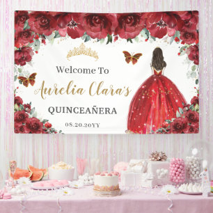 Banderoles Rouge Floral Princess Gold Quinceañera