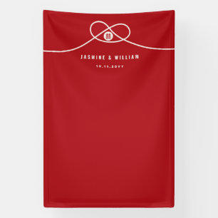 Banderoles Rouge noeud double bonheur Mariage photo fond