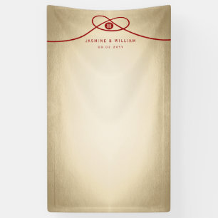 Banderoles Rouge noeud double bonheur Mariage photo fond
