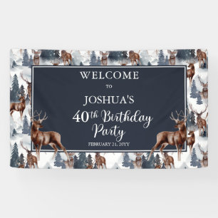 Banderoles Roustique Woodsy Deer Forêt 40e fête d'anniver