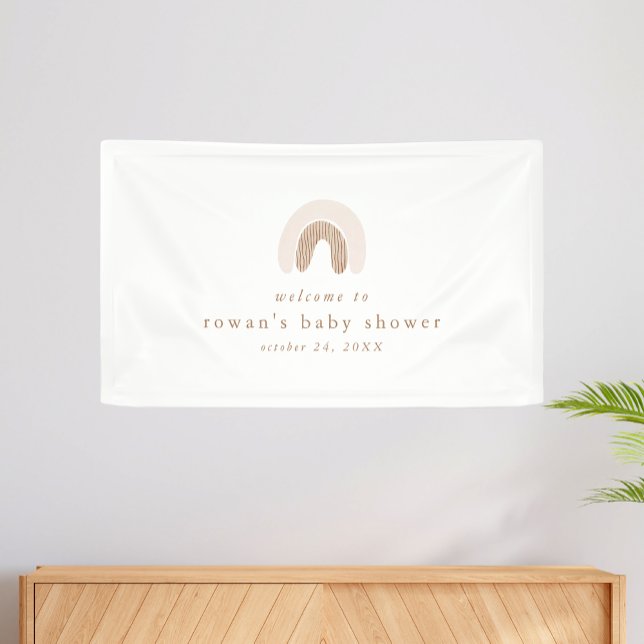 Banderoles ROWAN Summer Girl Boho rose Baby shower arc-en-cie (ROWAN Summer Girl Pink Boho Rainbow Baby Shower Banner)
