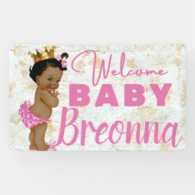 Banderoles Royal African Princess Pink|Gold Marble Fancy (Horizontal)