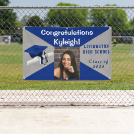 Banderoles Royal Blue and Grey Vinyl Graduation Photo